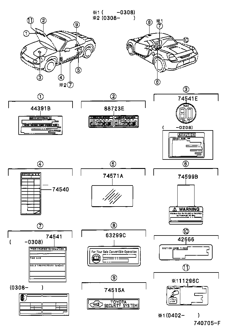Toyota 88723-17050 LABEL, COOLER SERVICE CAUTION