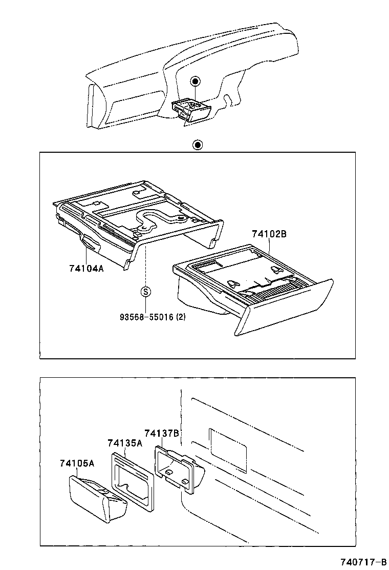 74102-0B020 BOX SUB-ASSY, FRONT ASH RECEPTACLE product image