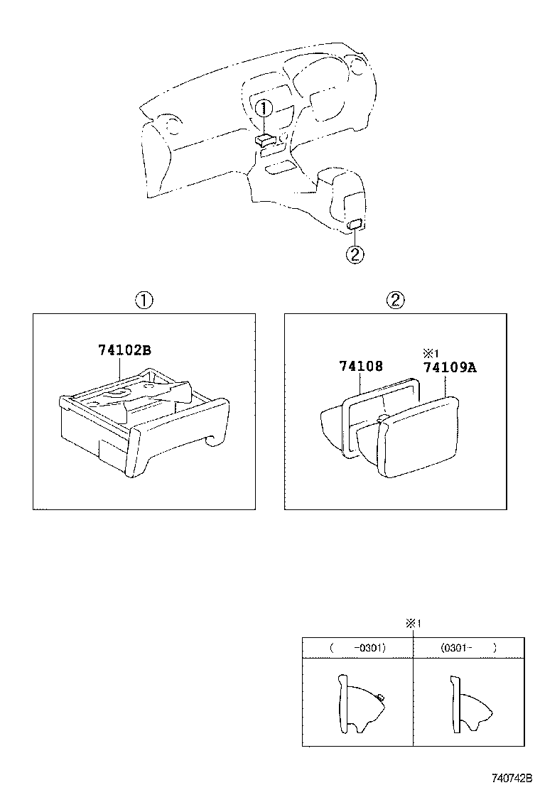74102-42020-B0 BOX SUB-ASSY, FRONT ASH RECEPTACLE product image