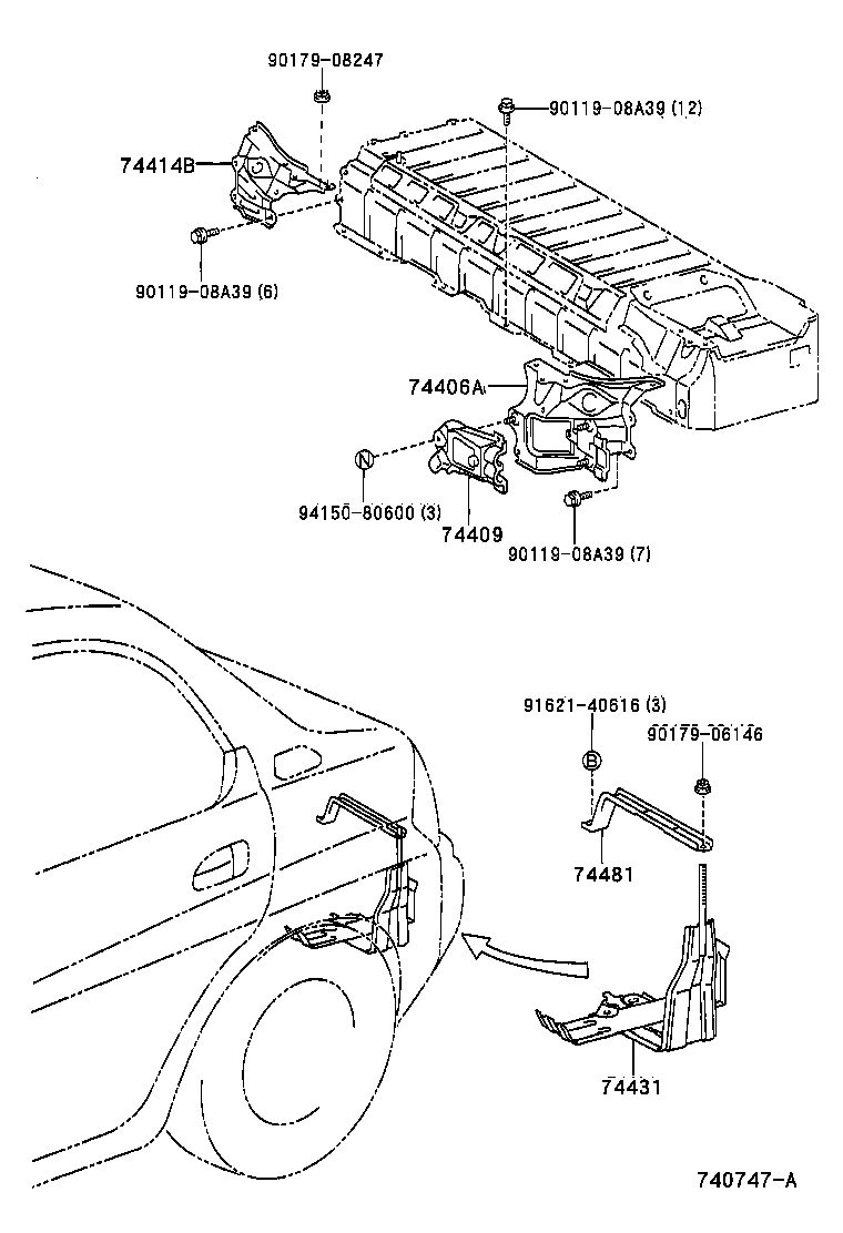 74406-47010 CARRIER SUB-ASSY, BATTERY, UPPER LH product image