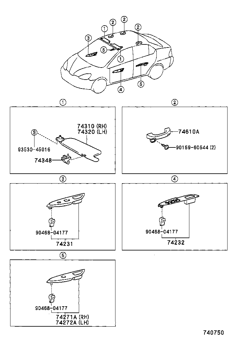 74232-47010-B0 PANEL, FRONT ARMREST BASE, UPPER LH product image