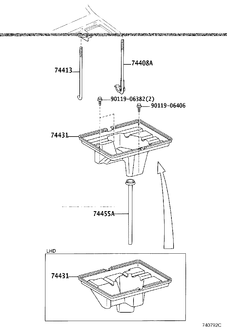 74130-50030 RECEPTACLE ASSY, REAR ASH, RH product image