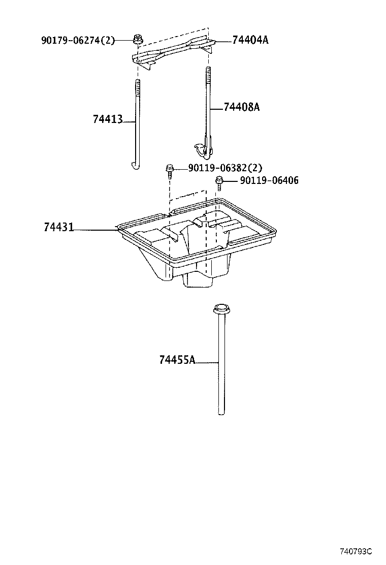Toyota 74451-50020 BOLT, BATTERY CLAMP