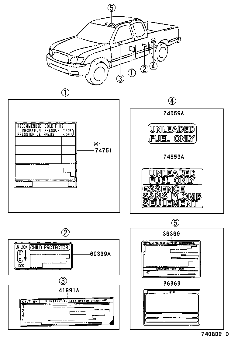 Toyota 42661-04040 LABEL, TIRE PRESSURE INFORMATION