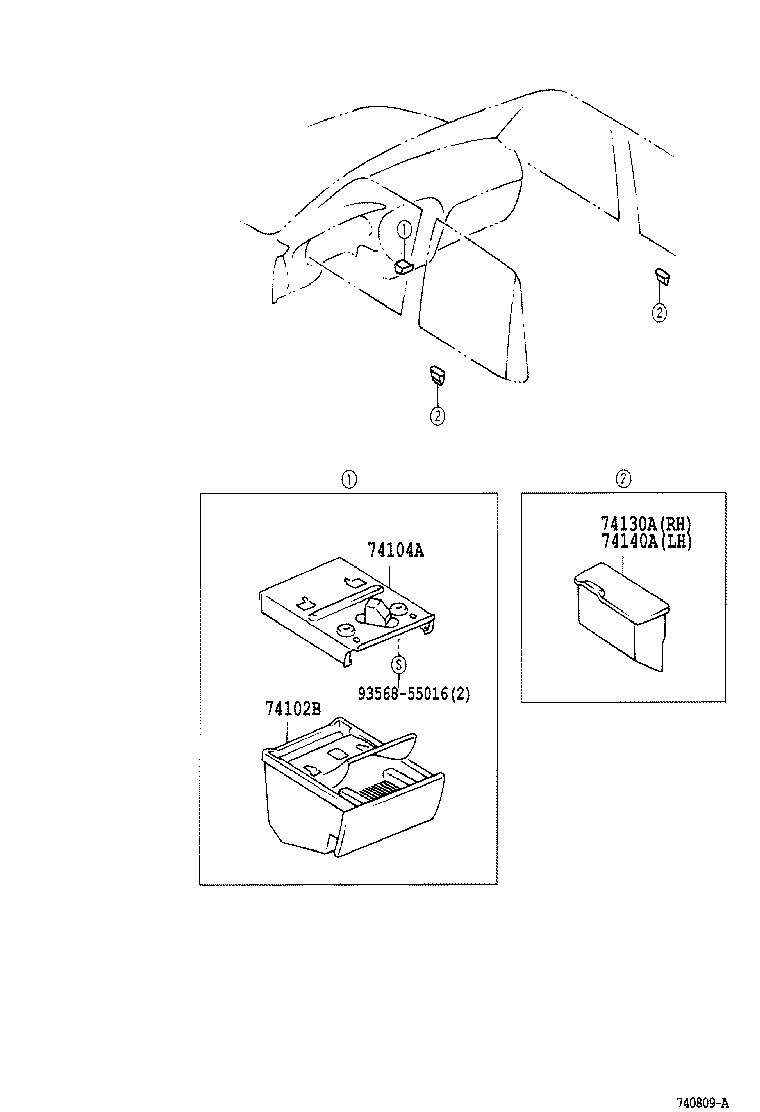 74130-0C021 RECEPTACLE ASSY, REAR ASH, RH product image