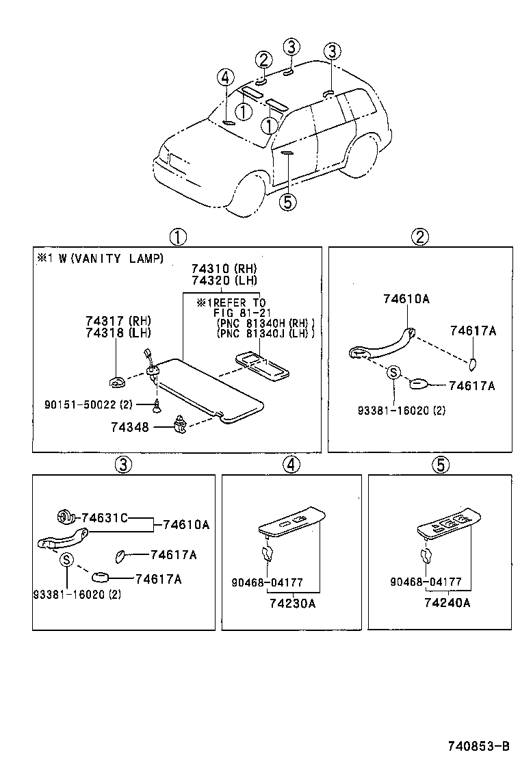 Toyota 74617-95D00-B3 PLUG, ASSIST GRIP