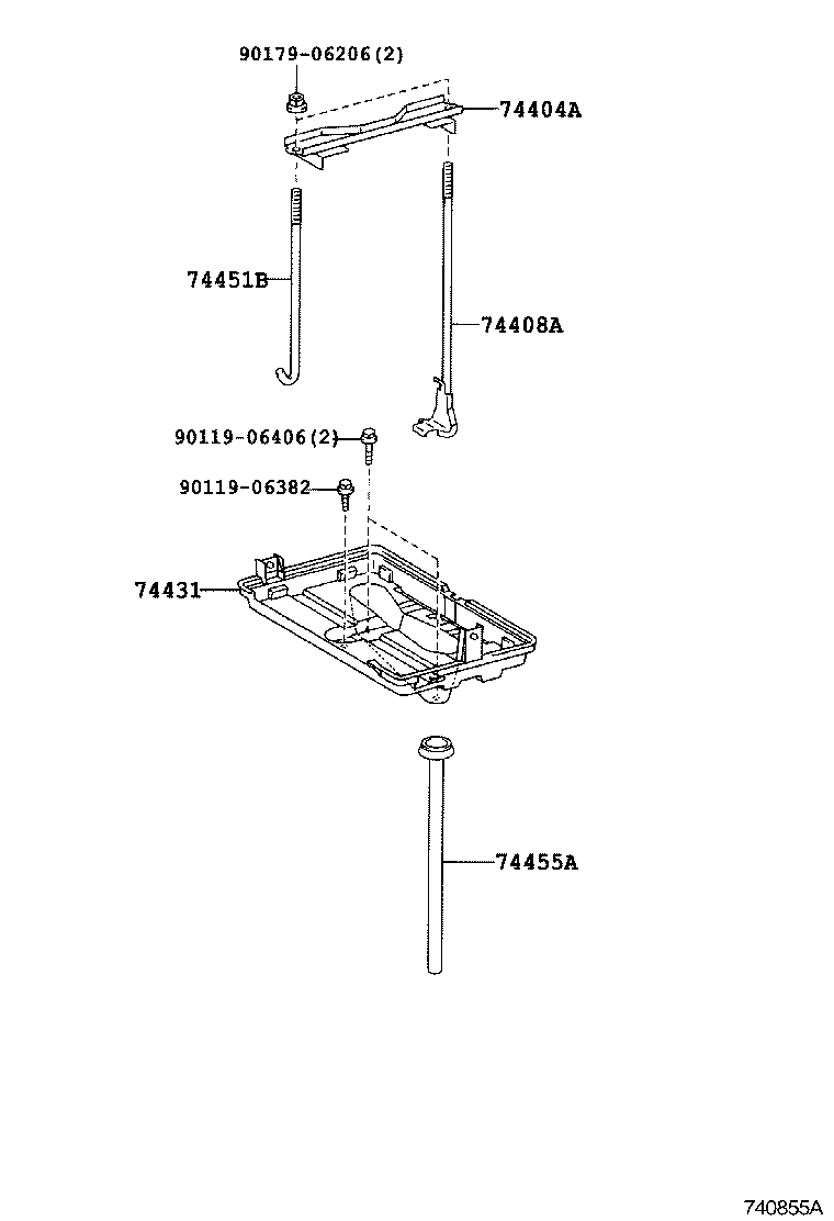 Toyota 74408-24010 BOLT SUB-ASSY, BATTERY CLAMP, NO.2