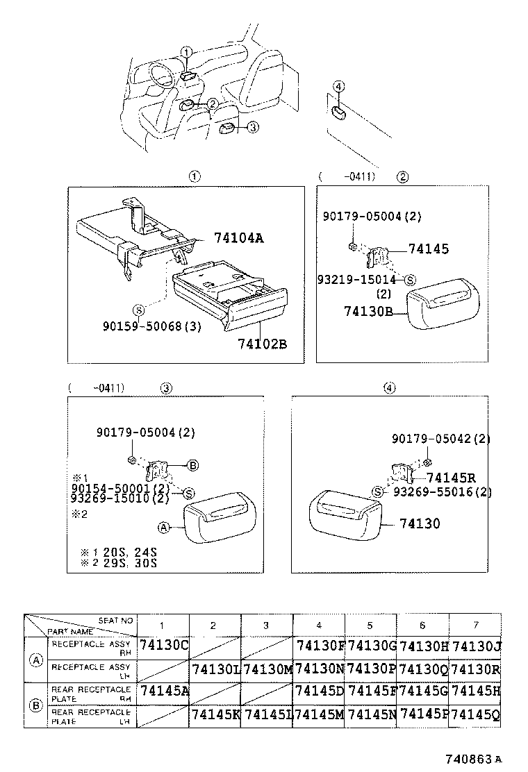 74145-36020 PLATE, REAR ASH RECEPTACLE product image