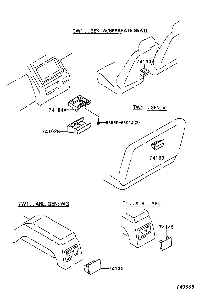 74130-89101-D0 RECEPTACLE ASSY, REAR ASH product image
