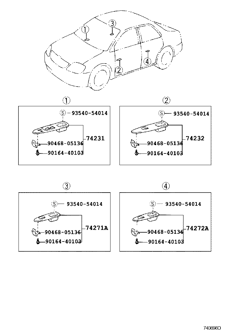 74231-02470-B0 PANEL, FRONT ARMREST BASE, UPPER RH product image