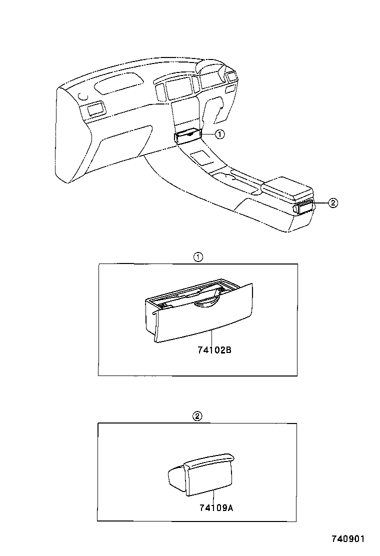 74102-02130-E2 BOX SUB-ASSY, FRONT ASH RECEPTACLE product image