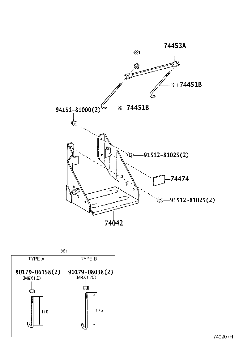 74417-25100 BRACKET, BATTERY CARRIER product image