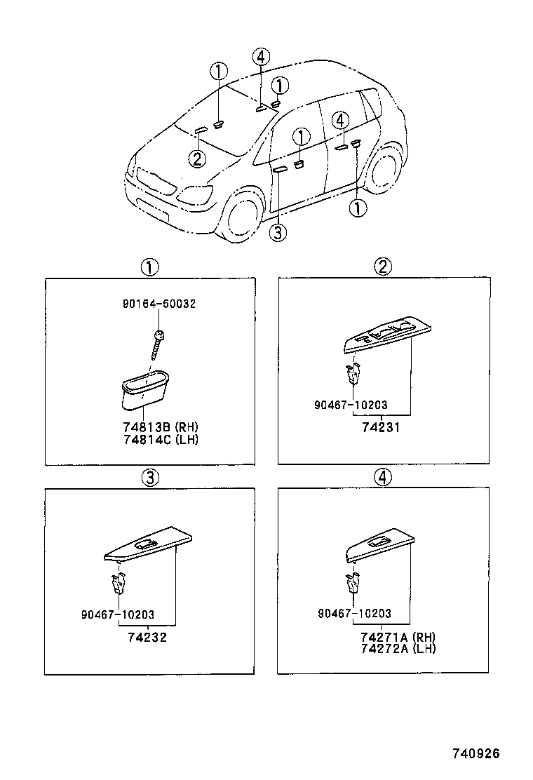 74232-13040 PANEL, FRONT ARMREST BASE, UPPER LH product image