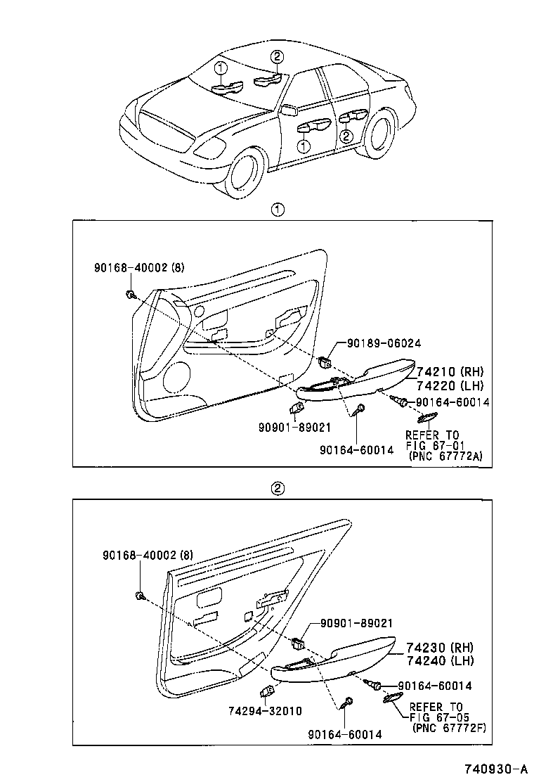 74271-51010-B0 PANEL, REAR DOOR ARMREST BASE, UPPER RH product image