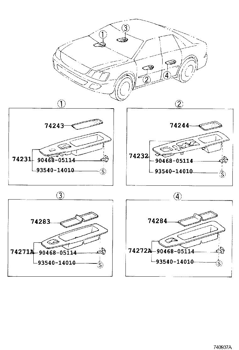 Toyota 74612-AA030-B0 COVER, ASSIST GRIP
