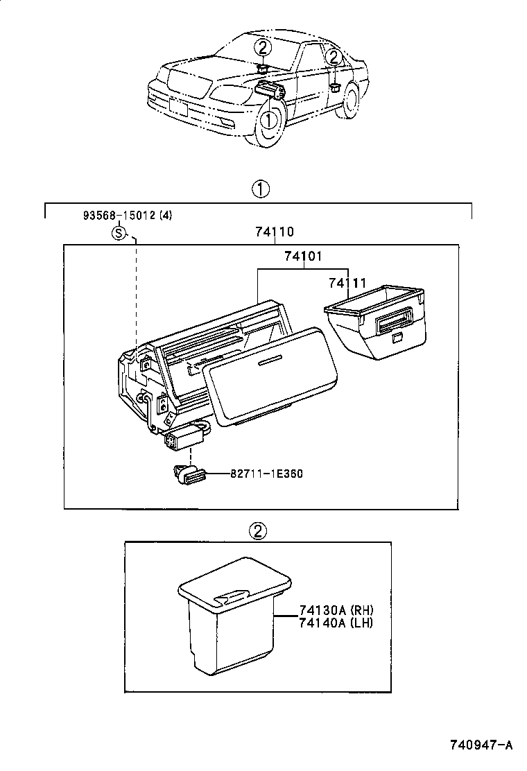 74101-30120 RECEPTACLE SUB-ASSY, FRONT ASH product image
