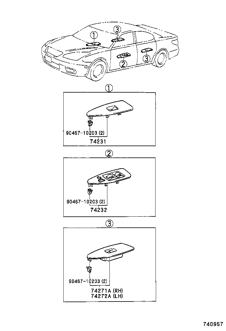 74271-33120-B0 PANEL, REAR DOOR ARMREST BASE, UPPER RH product image