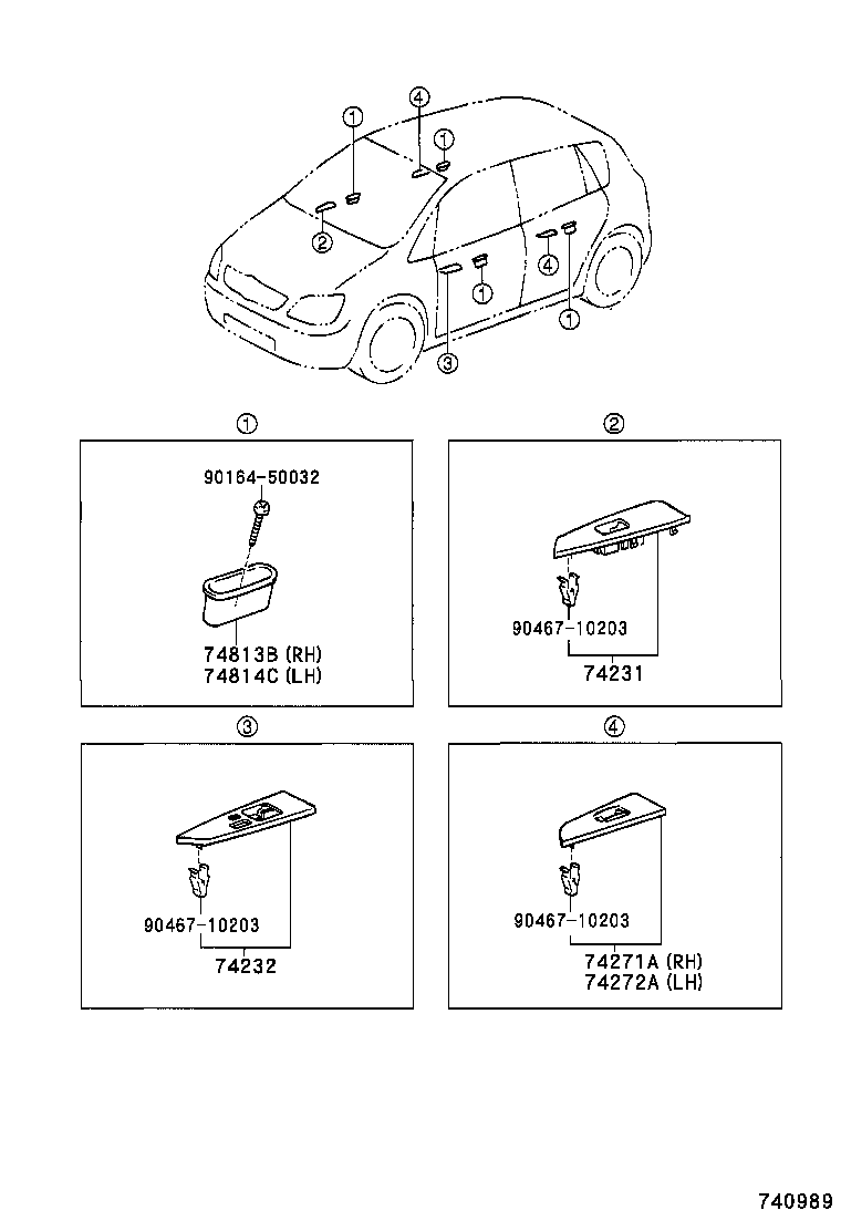 74232-13070 PANEL, FRONT ARMREST BASE, UPPER LH product image
