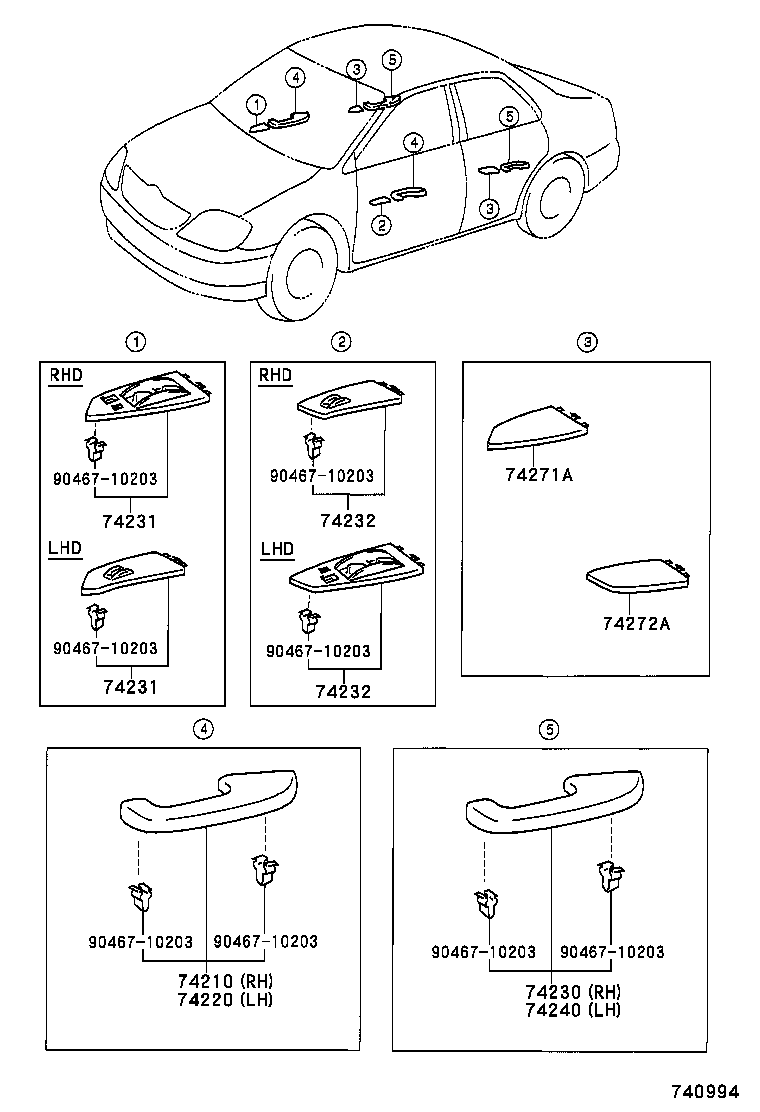 74231-02480-B0 PANEL, FRONT ARMREST BASE, UPPER RH product image