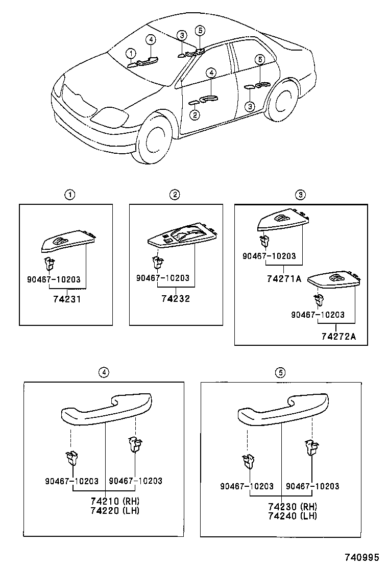 74231-02480-B0 PANEL, FRONT ARMREST BASE, UPPER RH product image