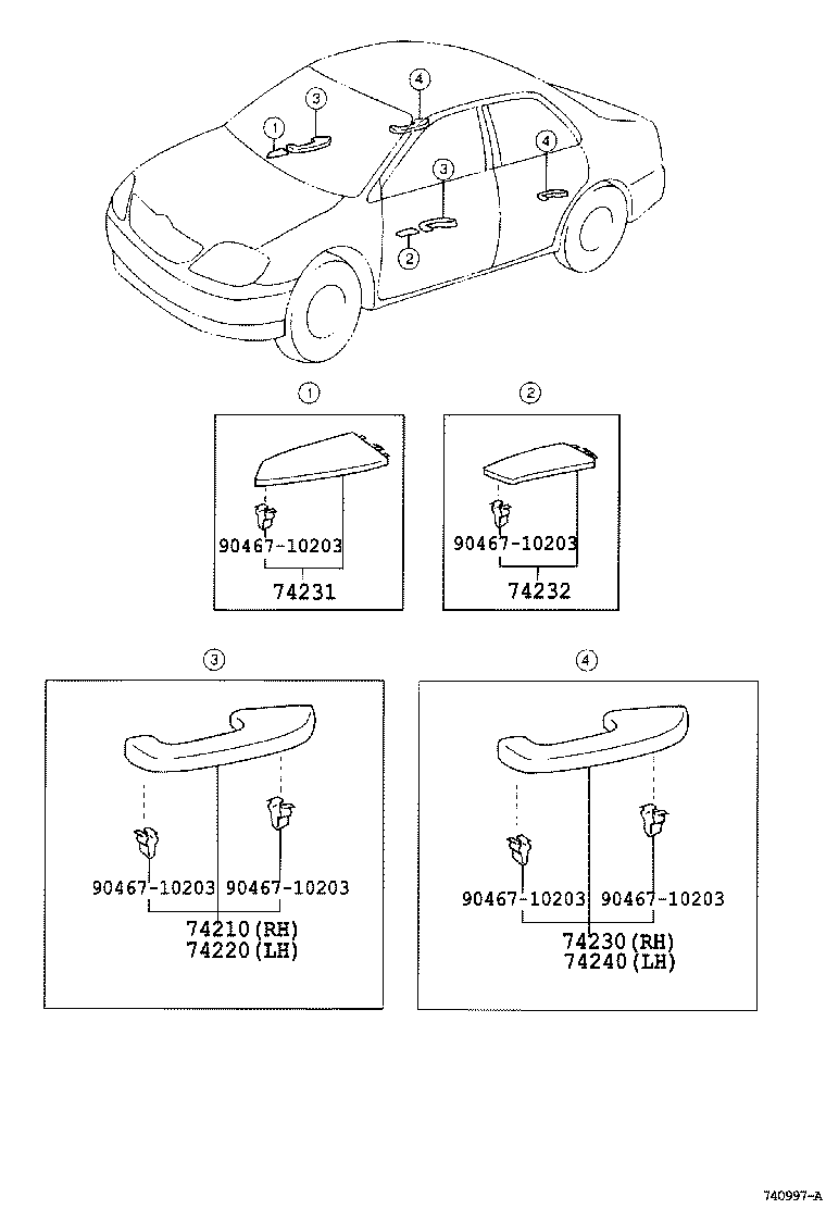 74231-02480-B0 PANEL, FRONT ARMREST BASE, UPPER RH product image