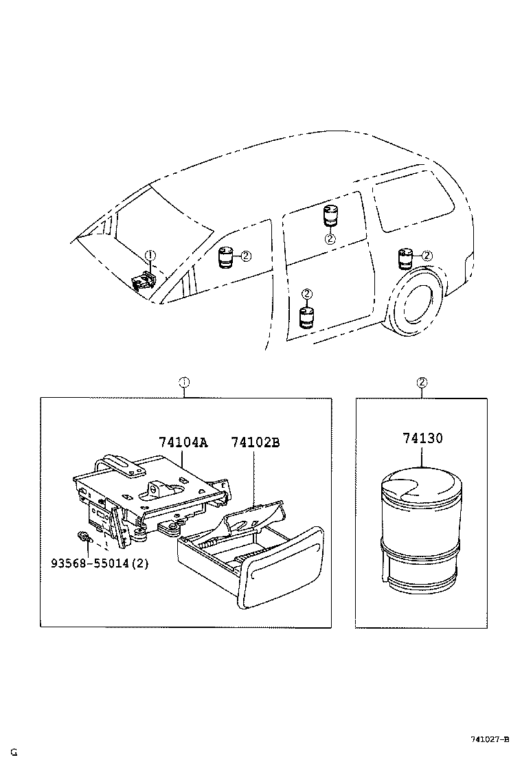 74102-28080-B0 BOX SUB-ASSY, FRONT ASH RECEPTACLE product image