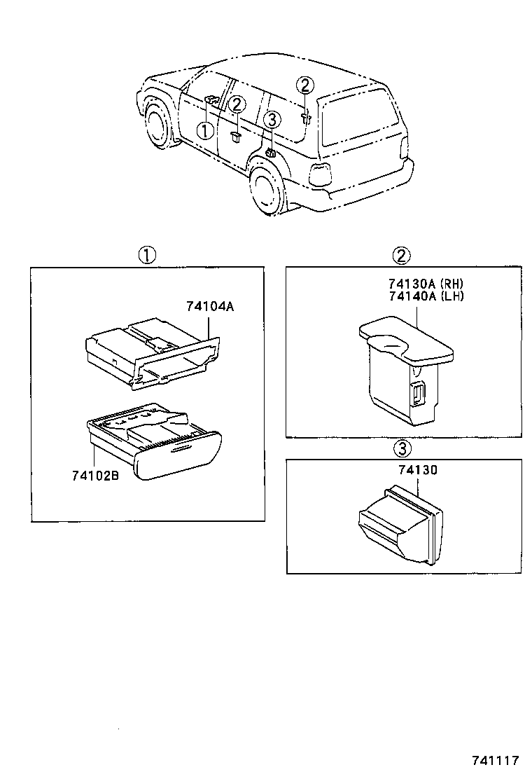 74104-60120 RETAINER SUB-ASSY, FRONT ASH RECEPTACLE product image
