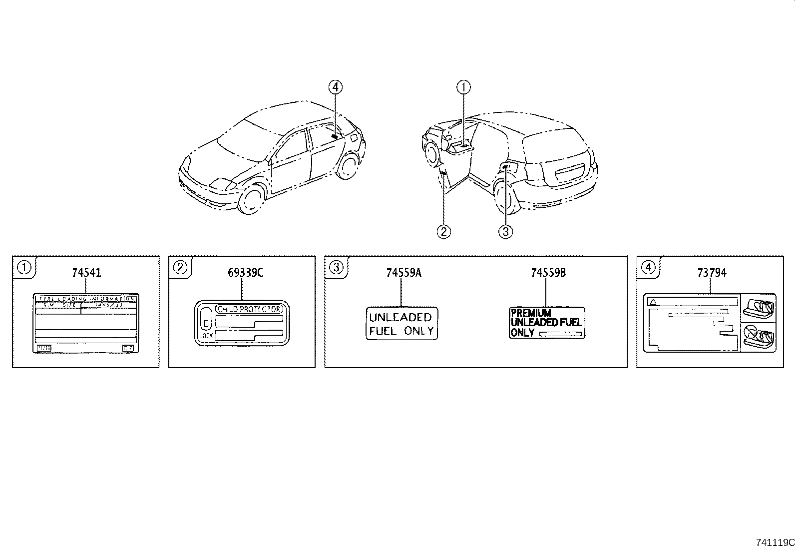 42661-02350 PLATE, TIRE PRESSURE CAUTION product image