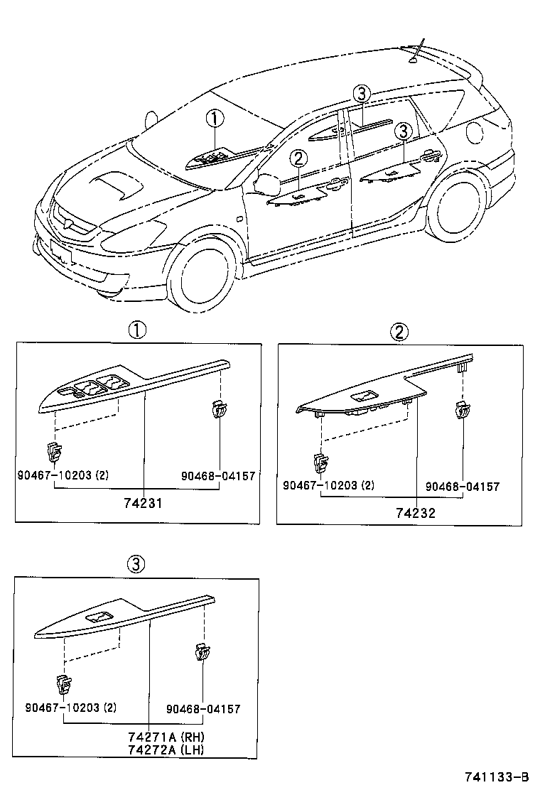 74232-21060 PANEL, FRONT ARMREST BASE, UPPER LH product image