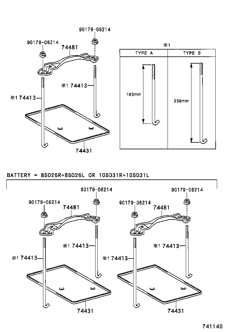 74451-30090 BOLT, BATTERY CLAMP product image