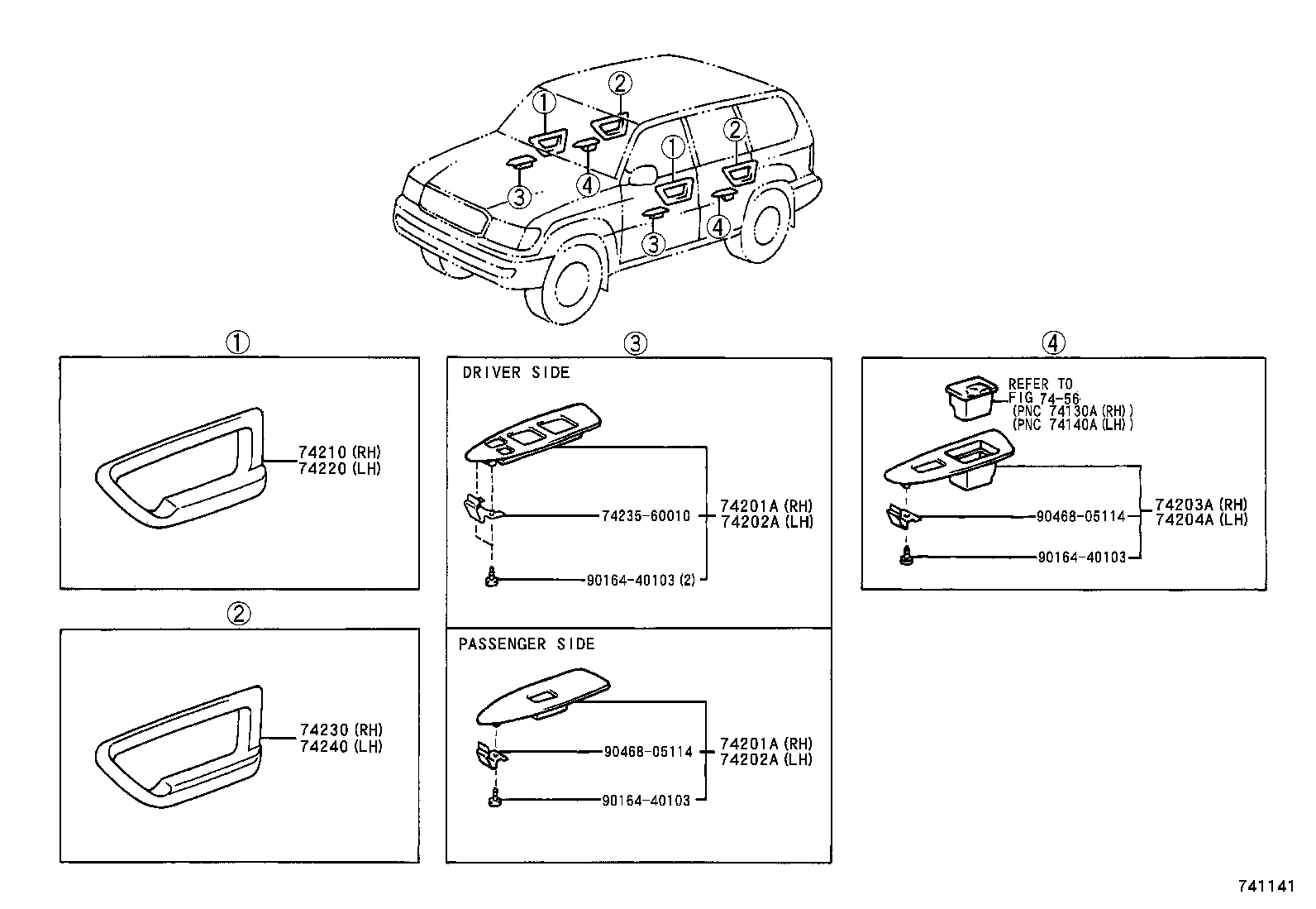 74203-60080 PANEL SUB-ASSY, REAR ARMREST BASE, UPPER RH product image