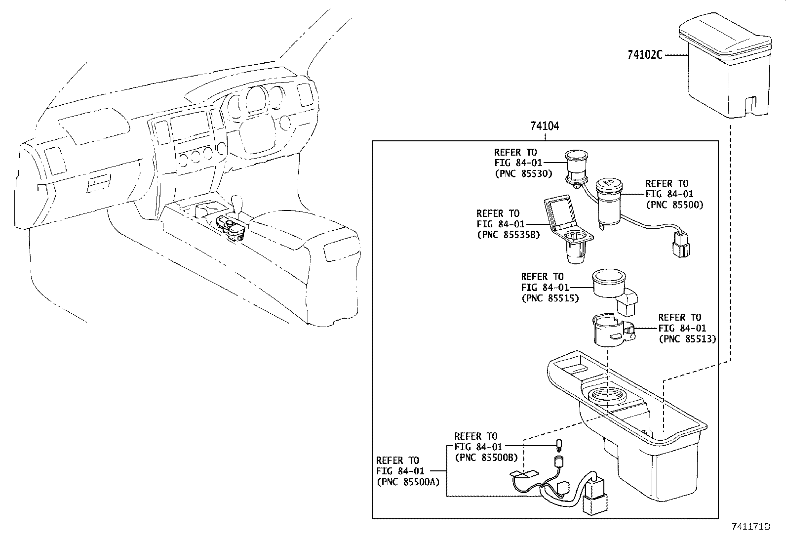 74104-35030 RETAINER SUB-ASSY, ASH RECEPTACLE, NO.1 product image