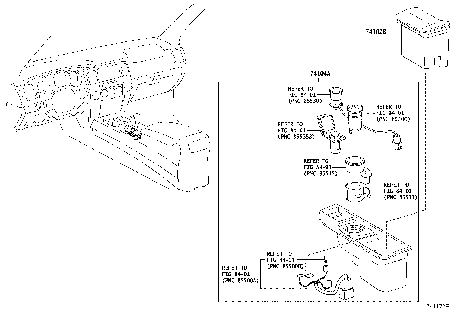 74102-35020 BOX SUB-ASSY, FRONT ASH RECEPTACLE product image
