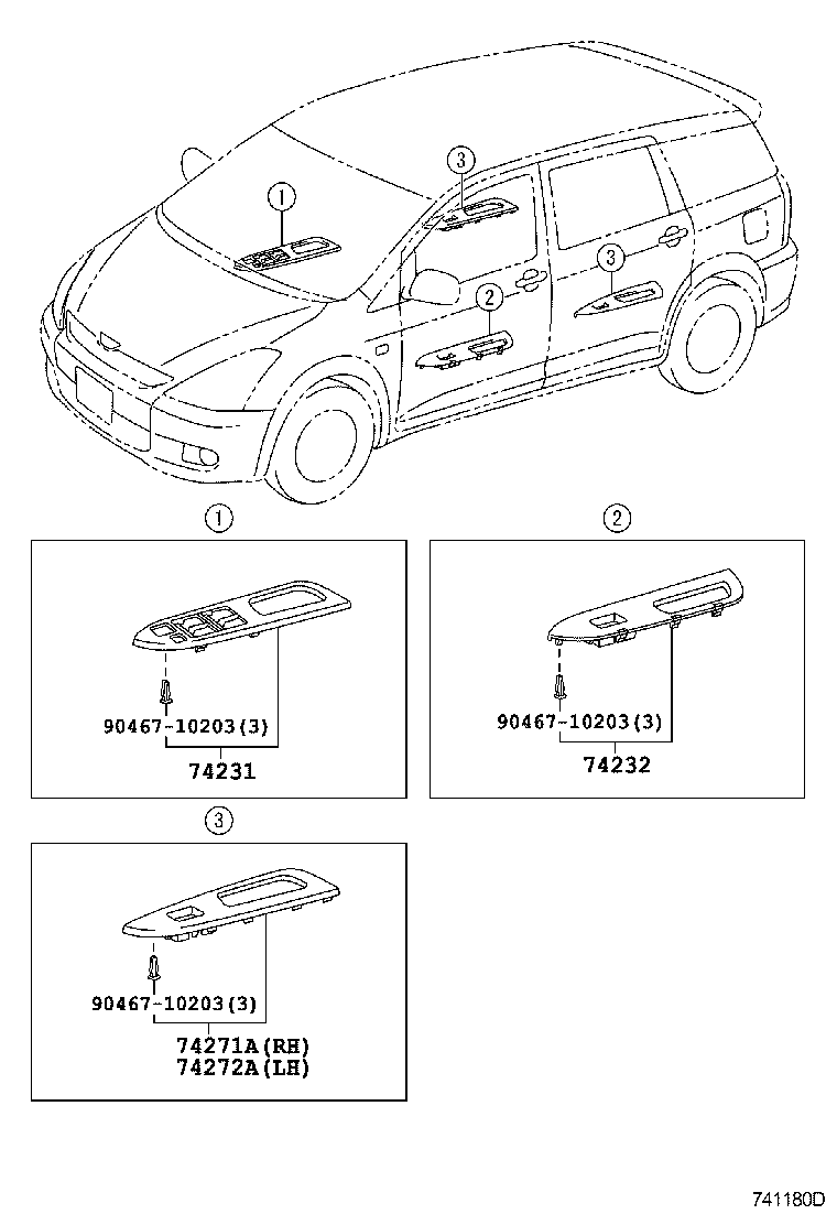 74231-68030 PANEL, FRONT ARMREST BASE, UPPER RH product image