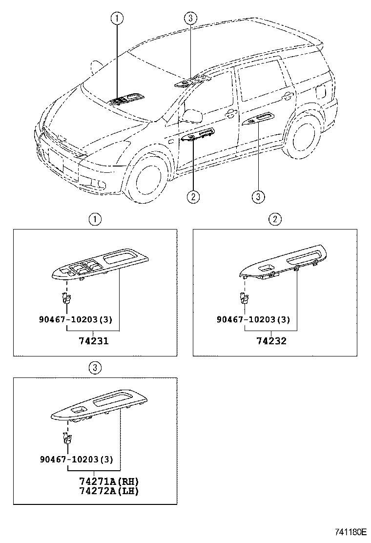 74232-0M010 PANEL, FRONT ARMREST BASE, UPPER LH product image