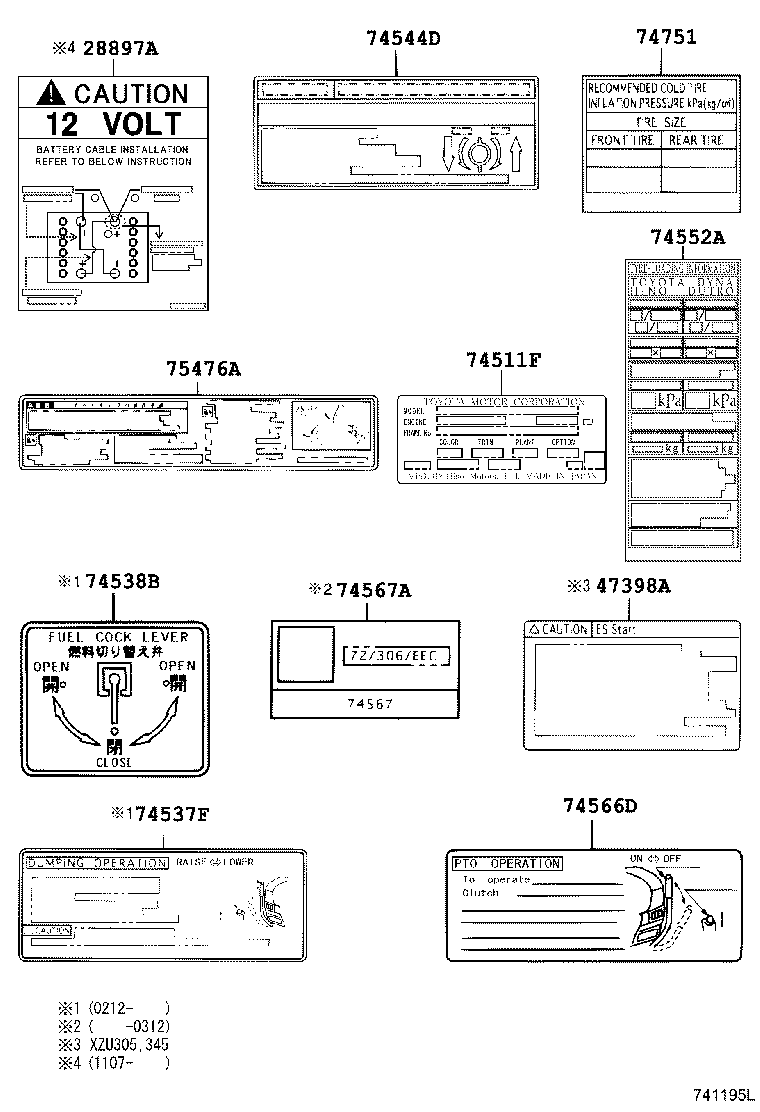 42661-0W080 LABEL, TIRE PRESSURE INFORMATION product image