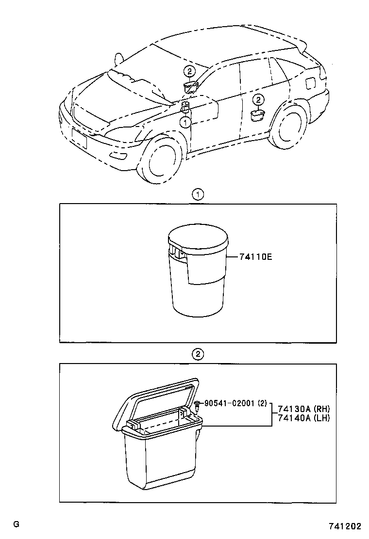 74110-48040 RECEPTACLE ASSY, FRONT ASH product image
