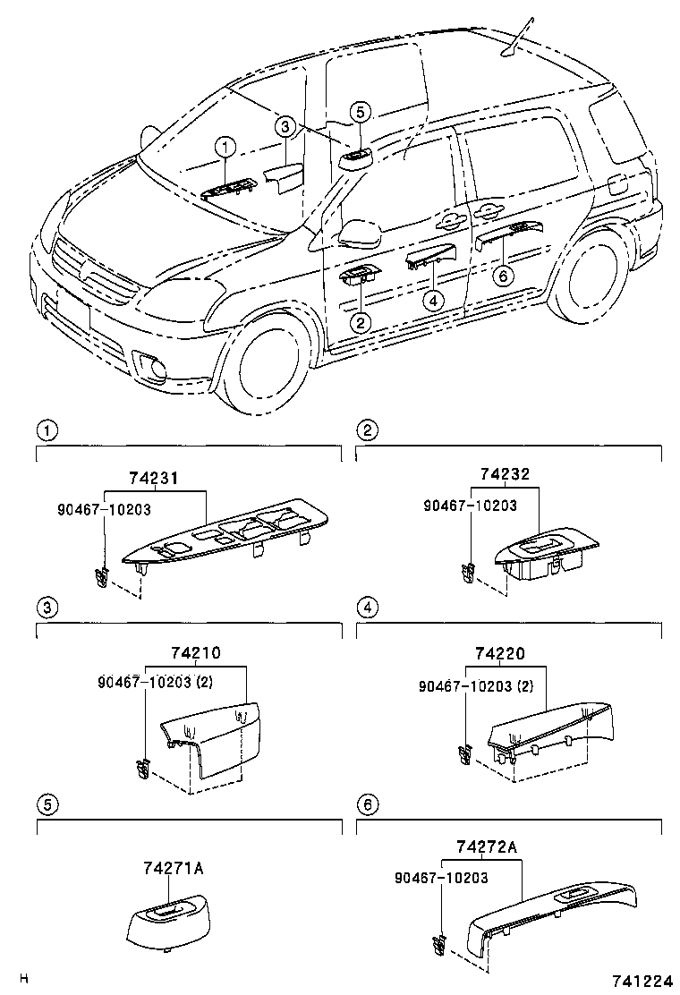 74271-46010-B0 PANEL, REAR DOOR ARMREST BASE, UPPER RH product image