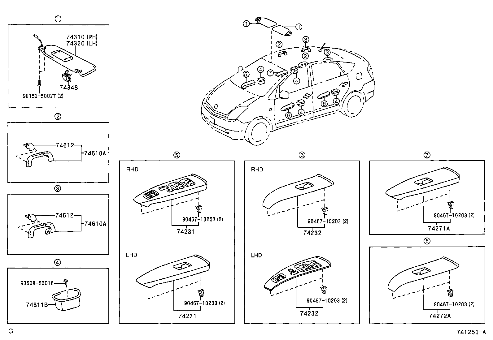 74232-47060 PANEL, FRONT ARMREST BASE, UPPER LH product image