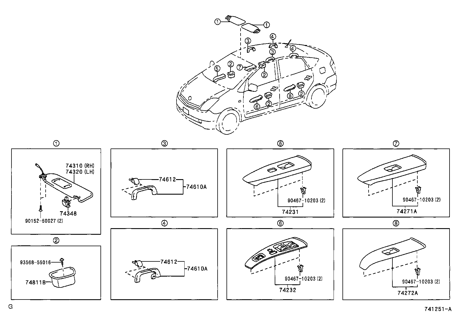 Toyota 74612-68010-B1 COVER, ASSIST GRIP