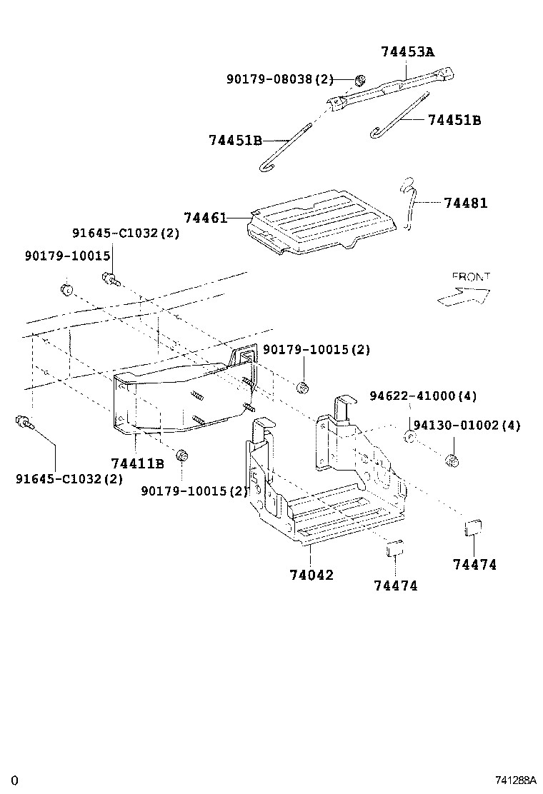 74402-89201 BRACKET, BATTERY, REAR product image