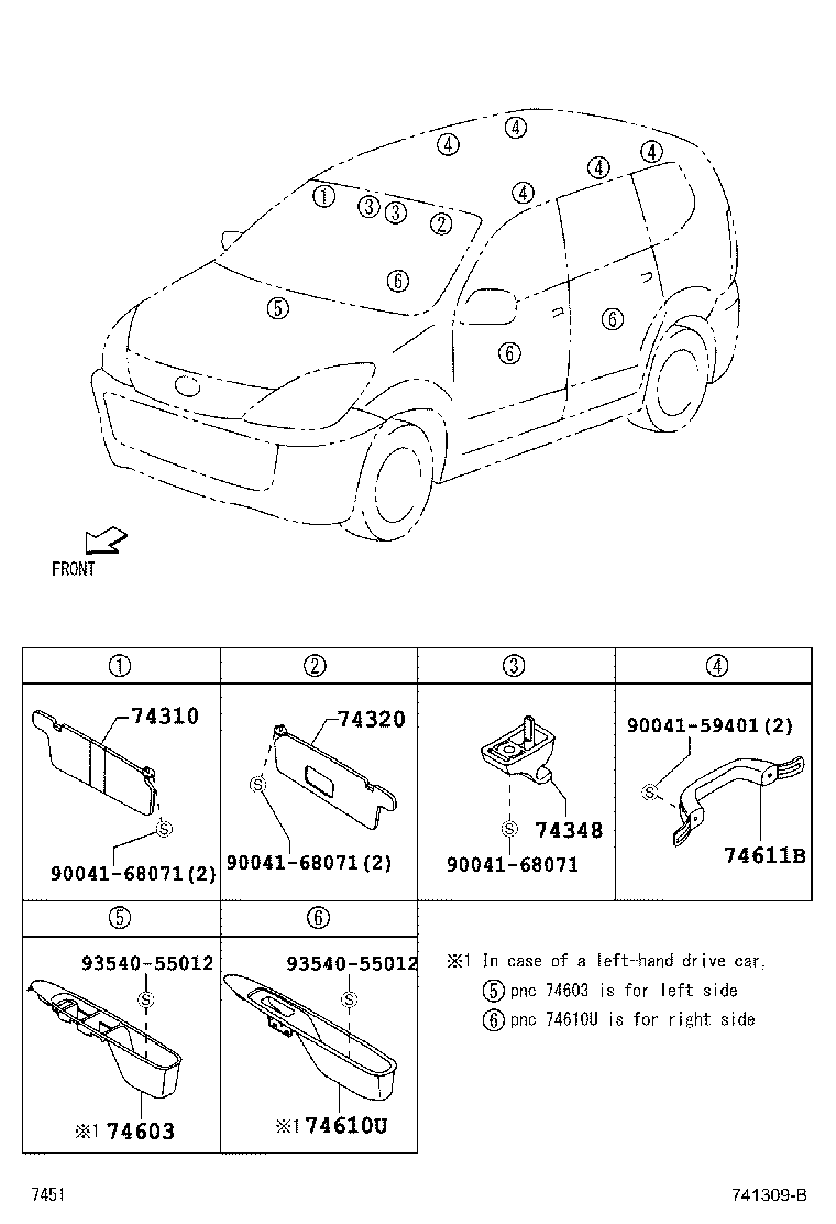 Toyota 74348-87Z01-B0 HOLDER, VISOR