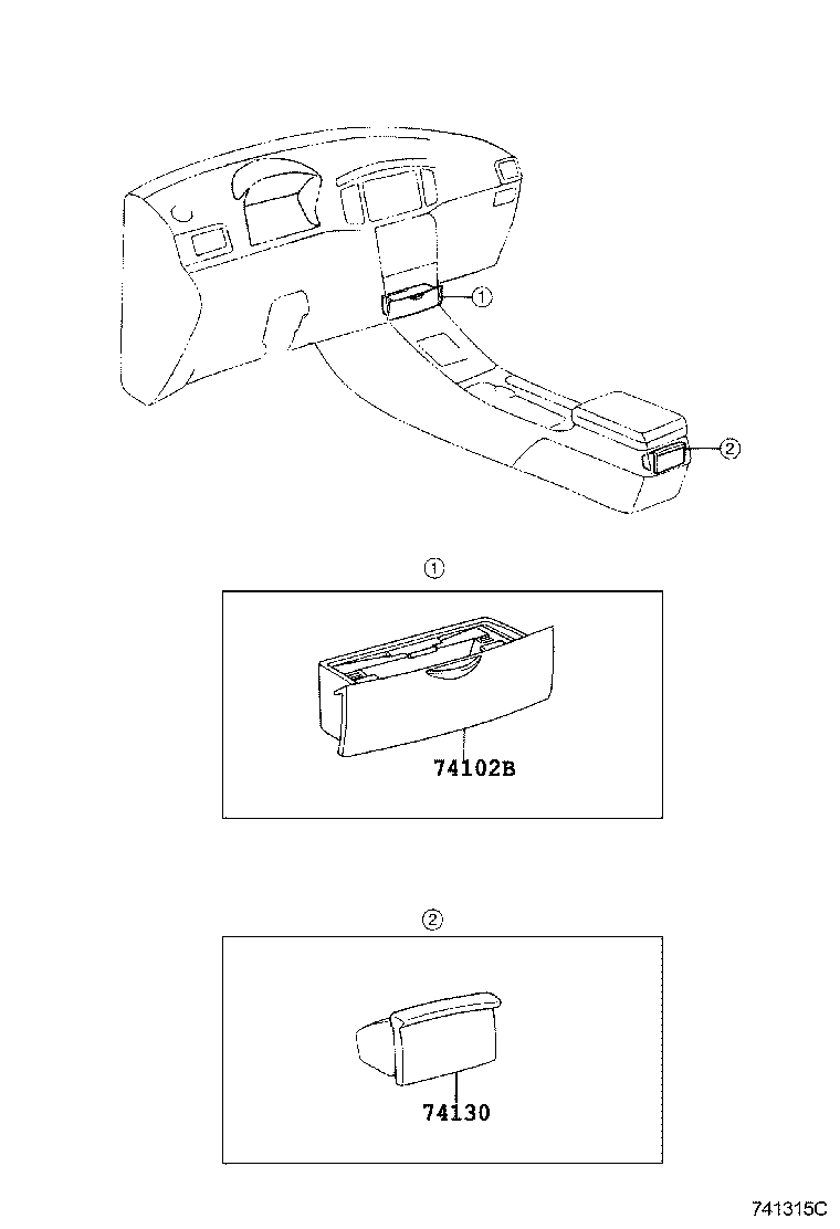 74102-YK030-B0 BOX SUB-ASSY, FRONT ASH RECEPTACLE product image
