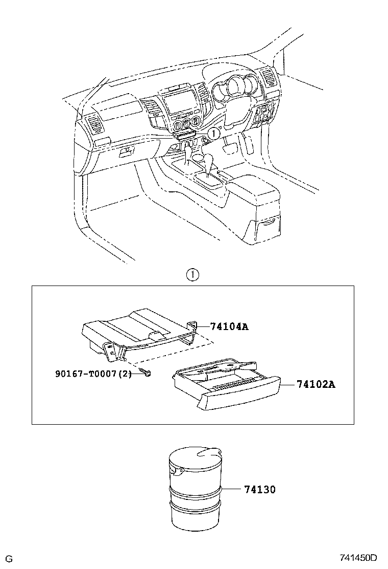 74102-0K010-B0 RECEPTACLE ASSY, FRONT ASH product image