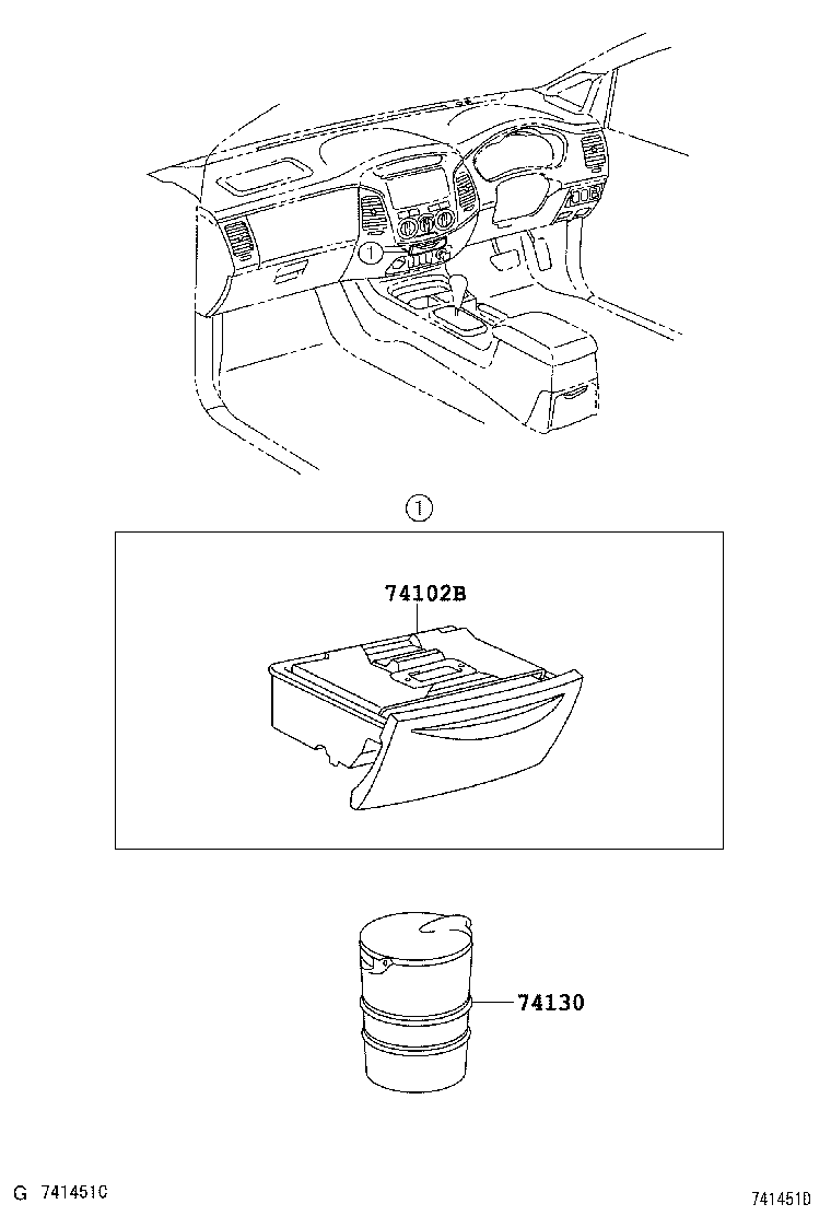 74102-0K050-B0 BOX SUB-ASSY, FRONT ASH RECEPTACLE product image
