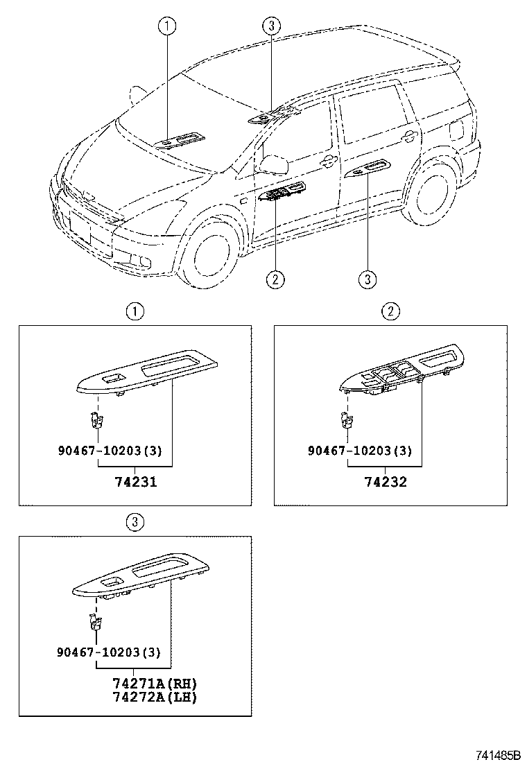 74232-0M010 PANEL, FRONT ARMREST BASE, UPPER LH product image