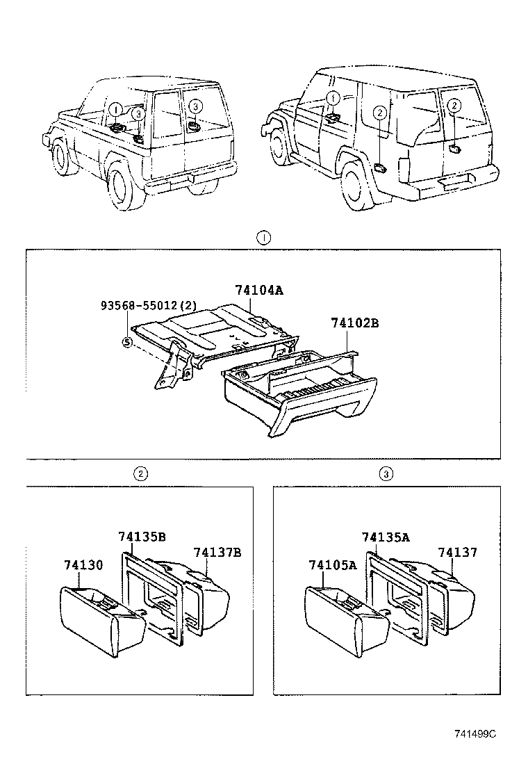 74104-60050 RETAINER SUB-ASSY, FRONT ASH RECEPTACLE product image