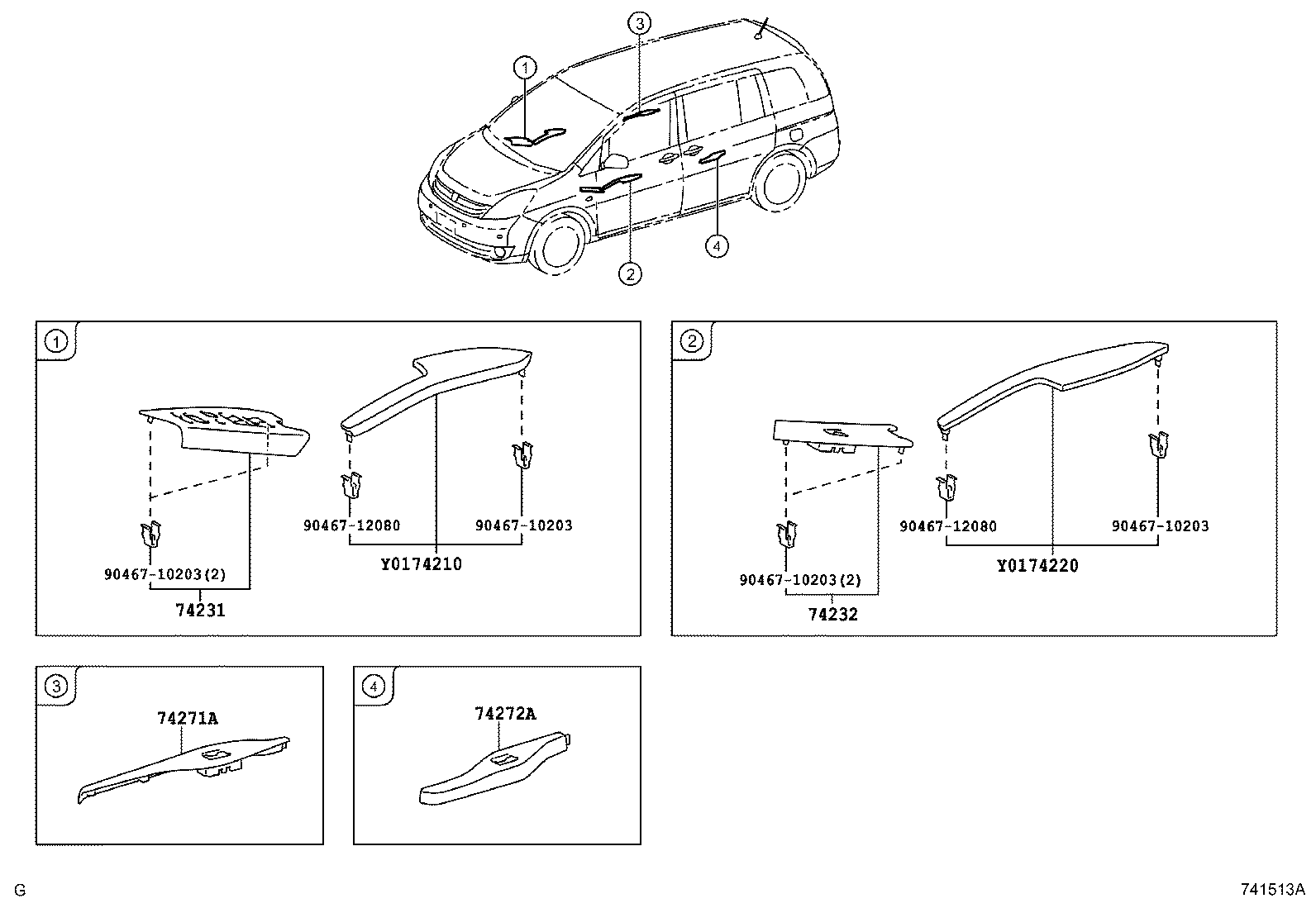 74272-44320 PANEL, REAR DOOR ARMREST BASE, UPPER LH product image