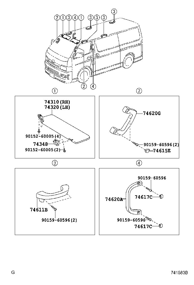 Toyota 74348-26020-B3 HOLDER, VISOR