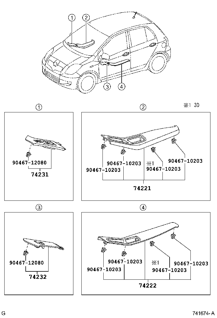 74232-52220-B0 PANEL, FRONT ARMREST BASE, UPPER LH product image